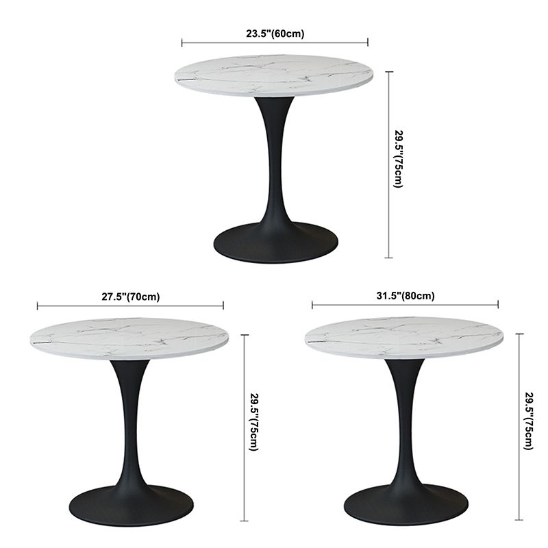 Ronde Tulponderstel Moderne Eettafel Wittint Vaste Tafel van Gesinterde Steen