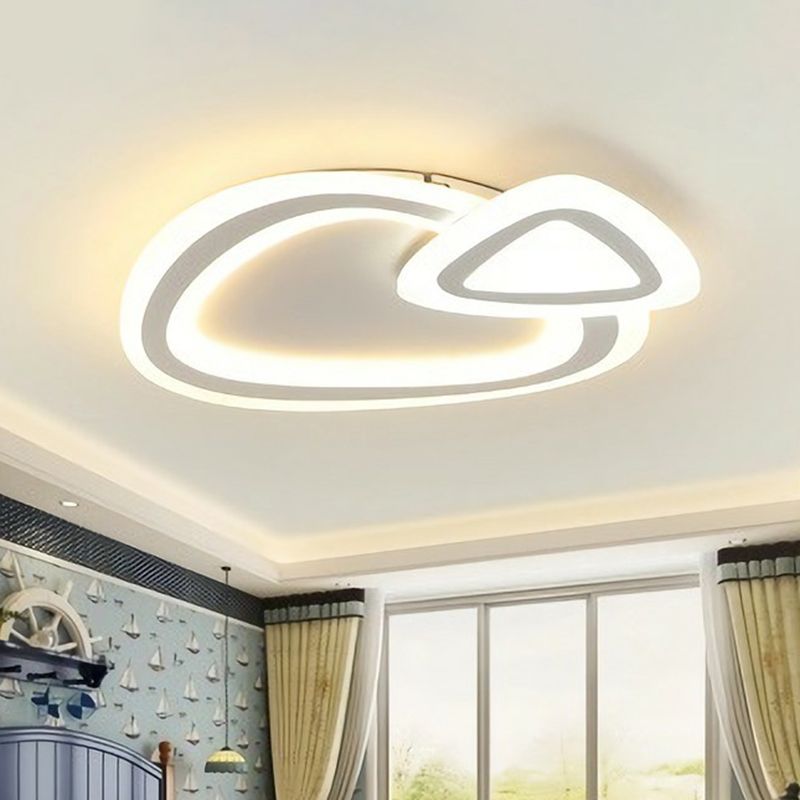 Acrylique Shaded Flush Mount Lighting Kids Style LED White Flush Mount Fixture for Bedroom