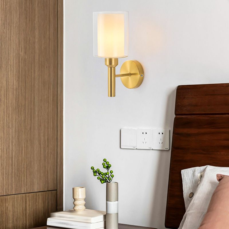 Contemporary Bath Vanity Lighting Glass Shaded Golden Light for Bathroom