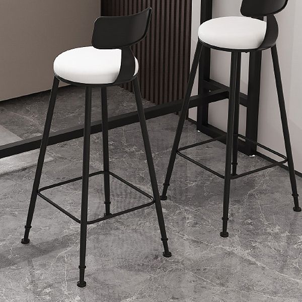 Modern Low Back Dining Stools Round Armless Bar Stools with Footrest