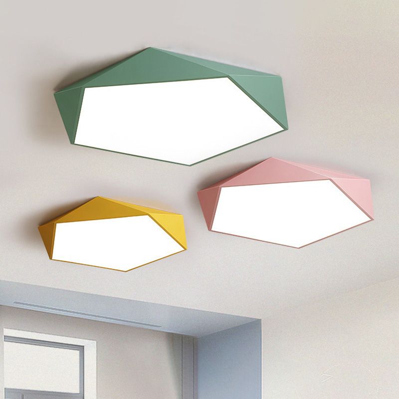 Plafonnier encastré pentagone nordique en métal LED pour chambre à coucher