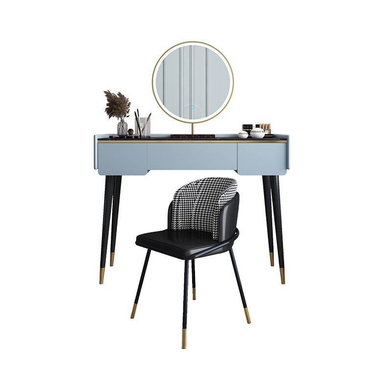 Glam Wooden Frame Dressing Table Slate Top Vanity with Drawers