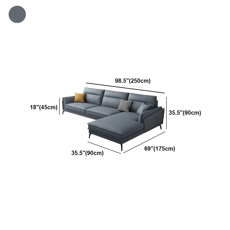 Scandinavian Blue Pillow Back Sectionals/Sofa for Living Room 35.43" High