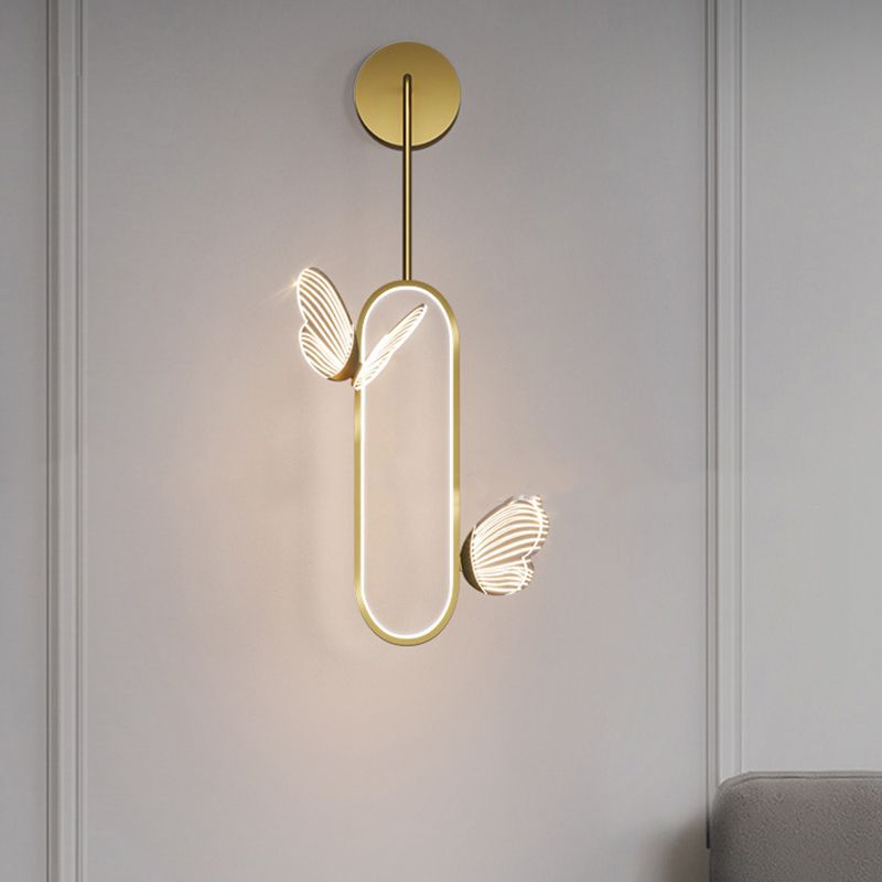1 Light Oval Wall Lighting Fixtures Modern Style Metal Wall Mounted Lamps