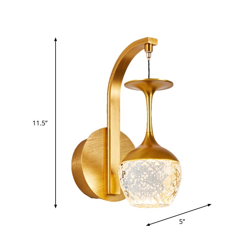 1/2 Head Wall Mounted Lamp with Taper Crystal Traditional Parlour Wall Sconce Lighting in Gold