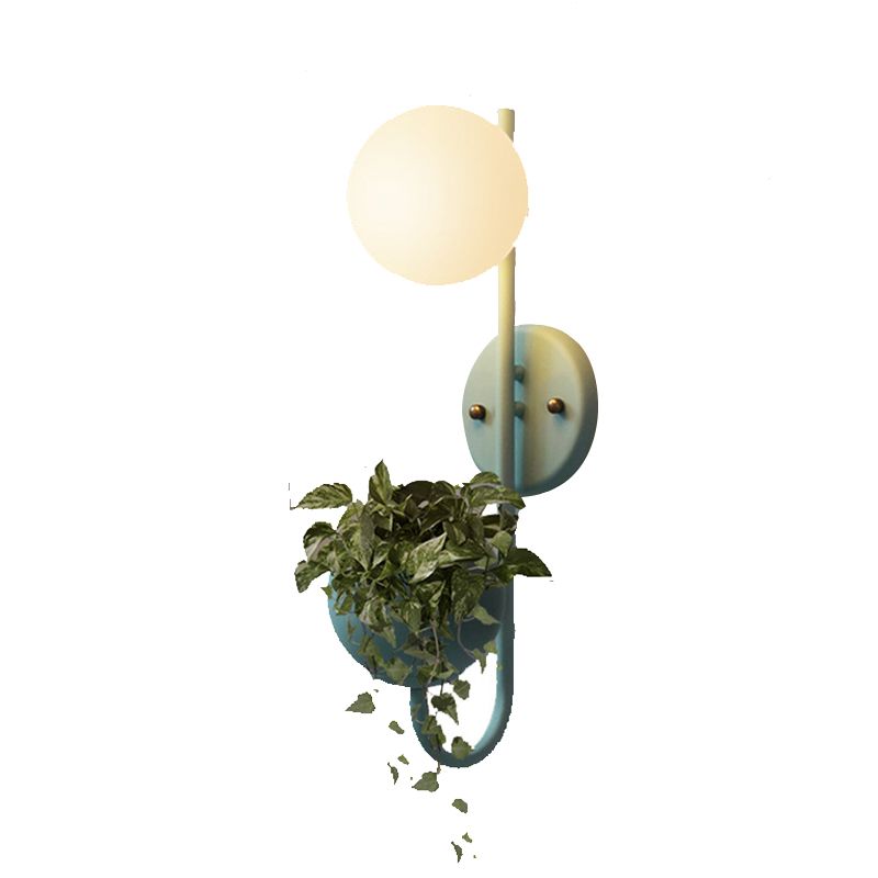 Nordic Refreshing Style Plant Wall Lamp 1 Light Ball Shade Sconce Light for Living Room