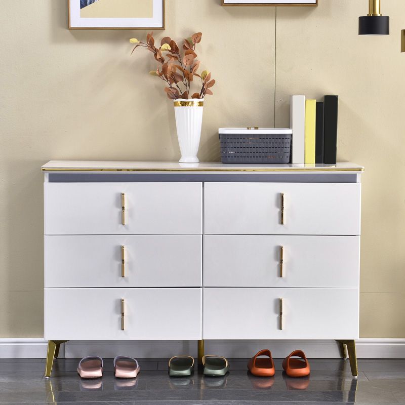 Stone Glam Storage Chest Bedroom Chest in White with Drawers
