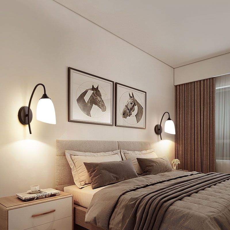 Éclairage mural de chambre à coucher ombragée Verre en verre nordique de style nordique Éclairage mural en noir