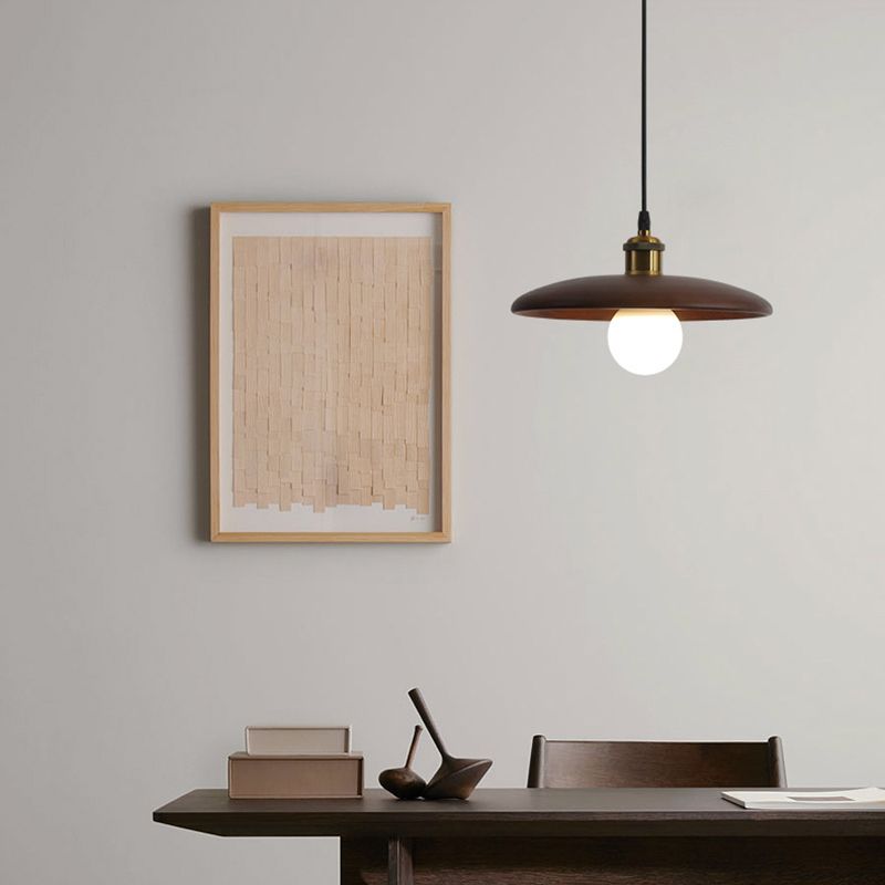 Couvre-pot forme d'éclairage suspendu en bois massif de style moderne 1 lampe de suspension légère pour le chevet