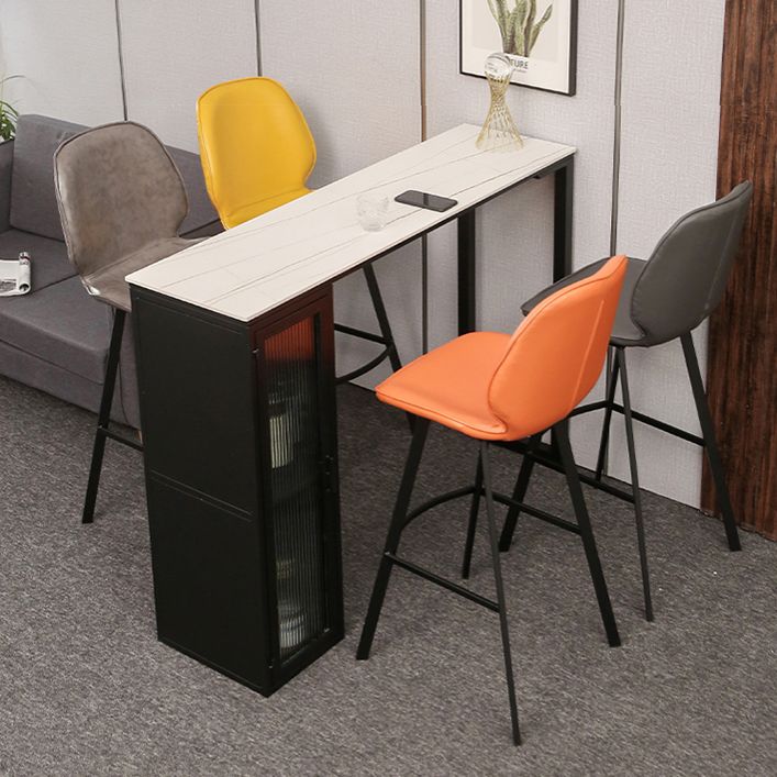 Bar Height Pub Table Modern Marble Rectangle Storage Indoor Counter Wine Table