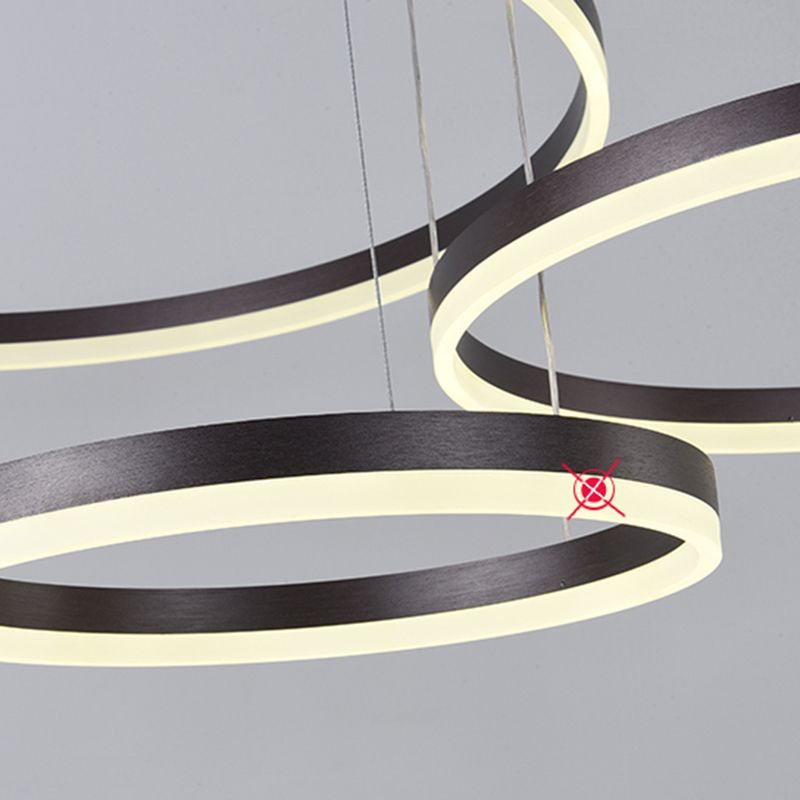 Múltiples anillos accesorios de iluminación de lámparas de araña de araña modernas para comedor