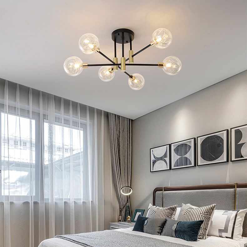 Modern Simple Ceiling Light Ball Shape Glass Shade Ceiling Lamp for Bedroom