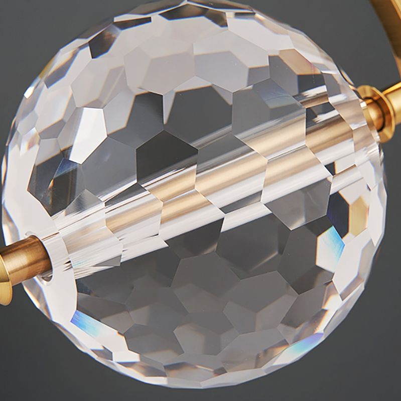 Forma sferica a forma di metallo appeso al soffitto Crystal Crystal 1 Light Sust Light in oro