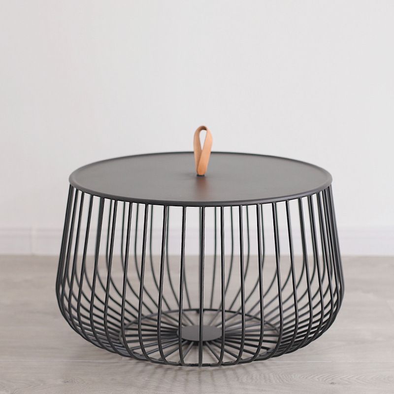 Iron Round Coffee Table Mid-Century Modern Frame Coffee Cocktail Table
