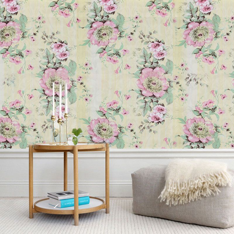 Blossoming Flowers Wallpaper Roll for Home Decoration, Pastel Color, 17.5"W x 33'L, Self-Adhesive