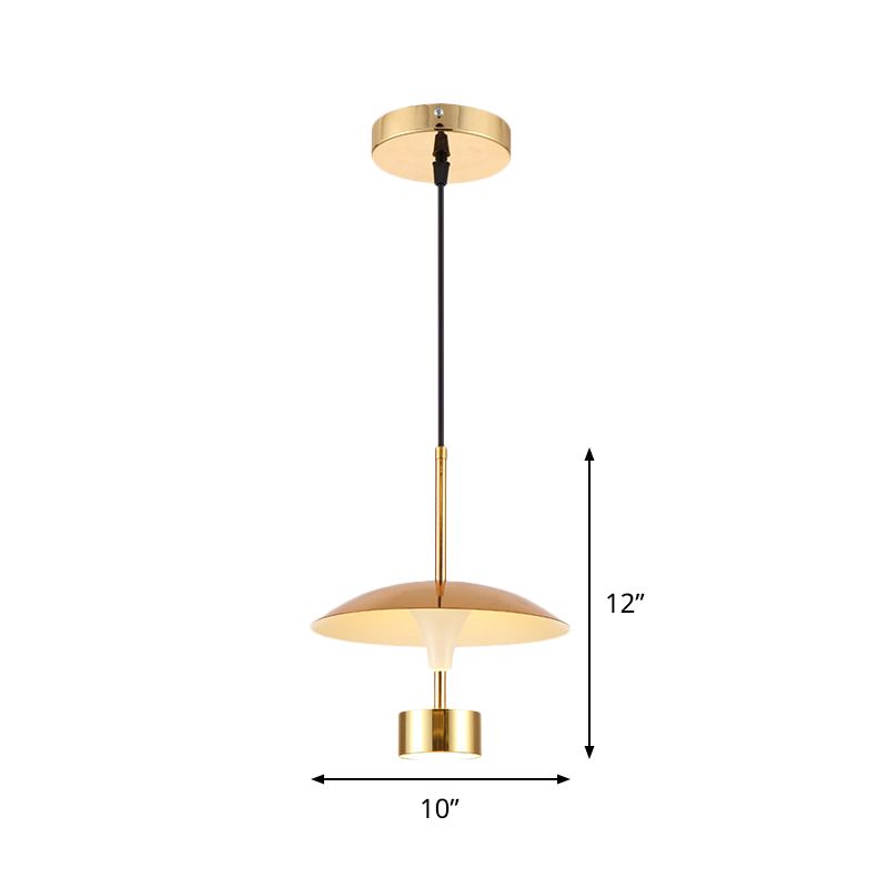 10"/14" W Domed Metallic Suspension Light Modern LED Gold Ceiling Pendant Lamp for Dining Room