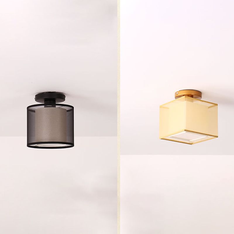 Fabric Geometric Shape Flush Mount Lights Modern 1 Light Flush Mount Light Fixture