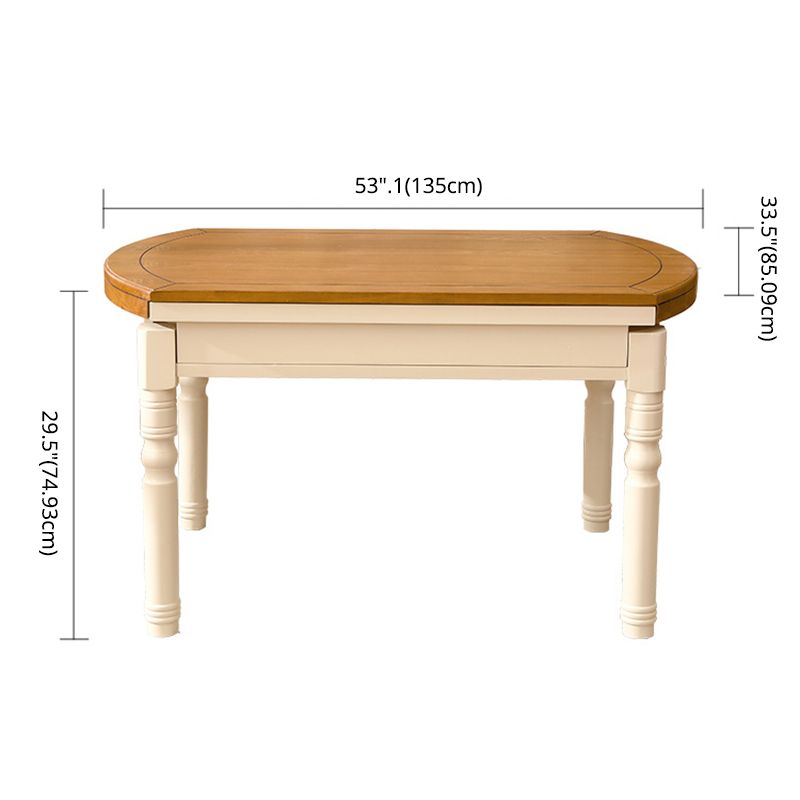 Traditional Solid Wood Dining Room Set with Rectangle Top and White Base Dining Furniture