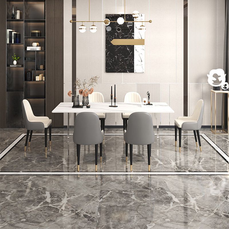 Stone Top Dining Table Traditional Luxury Table with Double Pedestal Base