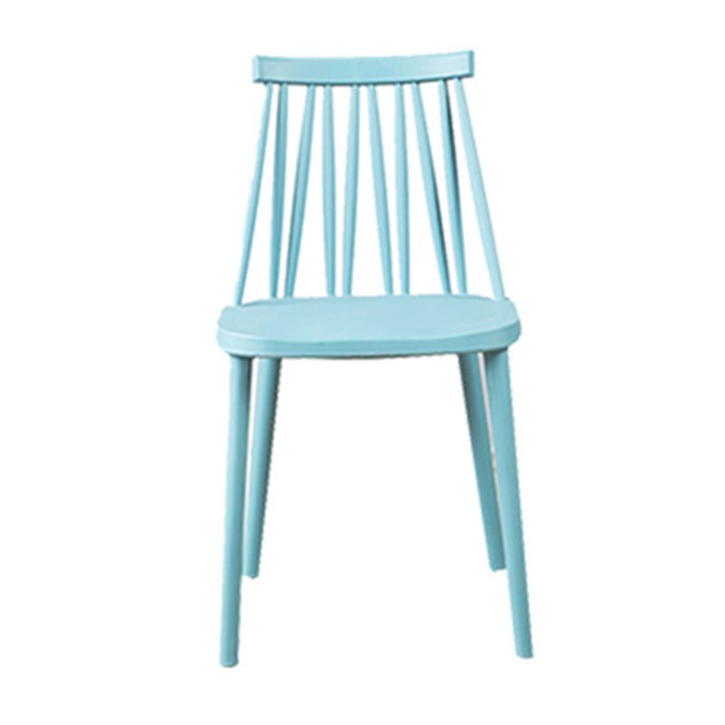 Nordic Style Armless Side Chairs Slat Back Chair with Plastic Legs for Home Use