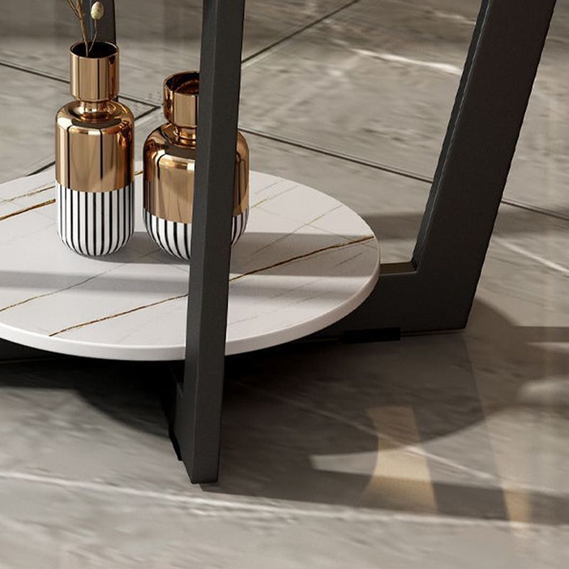 Modernistic Square Storage End Table 19.7" Tall  Cross Legs Side Table