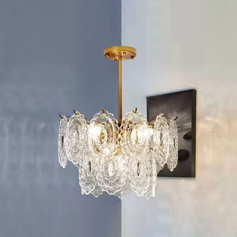 Multi Light Wheel Pendant Chandelier Modern Style Glass Hanging Lighting for Dining Room