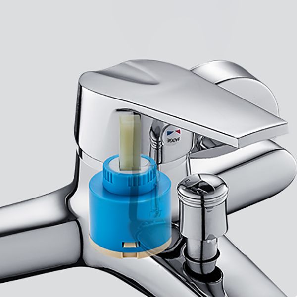 Contemporary Wall Mounted Bathroom Faucet Lever Handles 2 Hole Faucets Brass Faucet