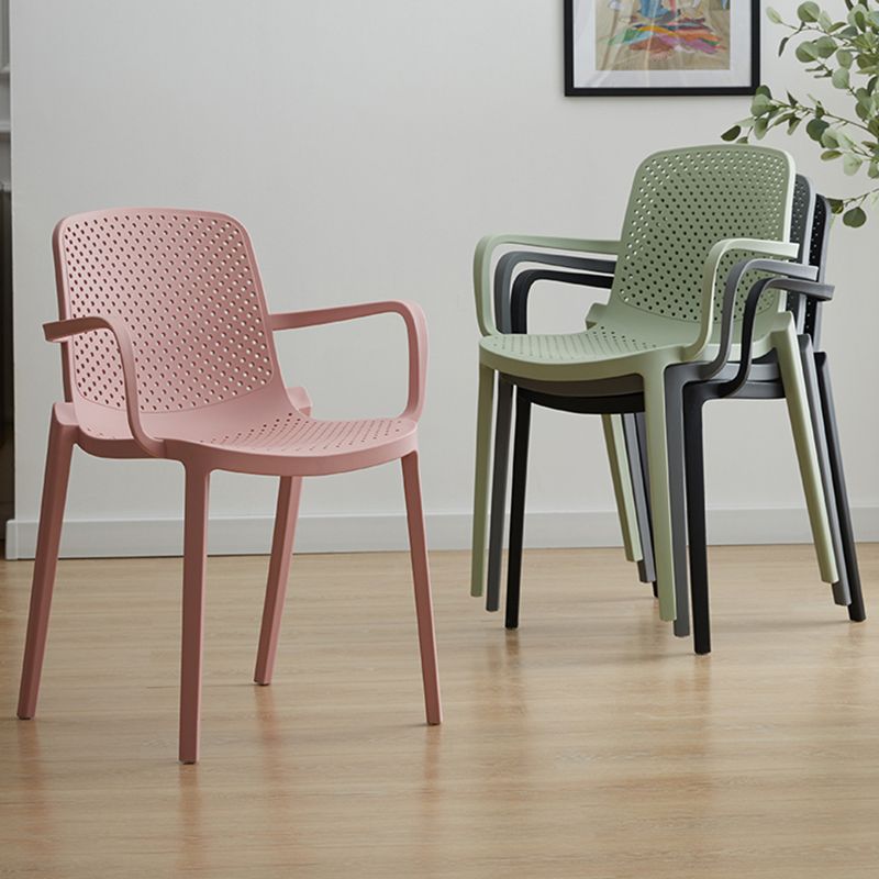 Sillas de comedor de plástico de estilo moderno, sillas apilables con respaldo sólido