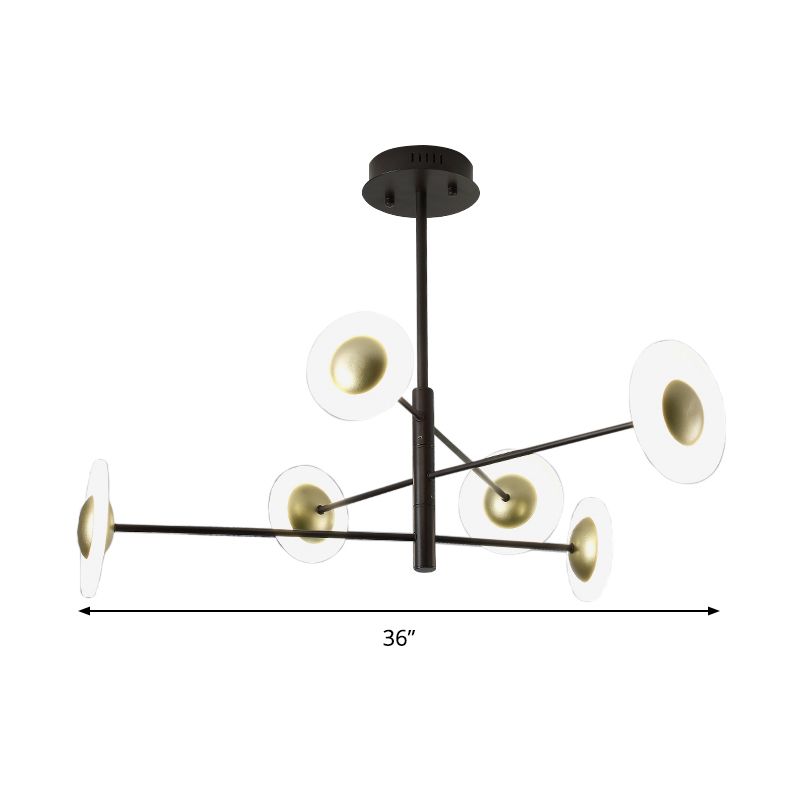 3 Tiers Bedroom Chandelier Lighting Fixture Metal 6 Lights Modern Hanging Pendant Light in Black