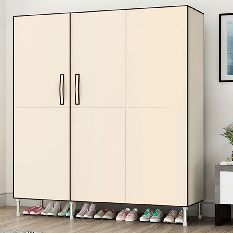 Hinged Wardrobe Cabinet with Garment Rod Steel Wardrobe Armoire