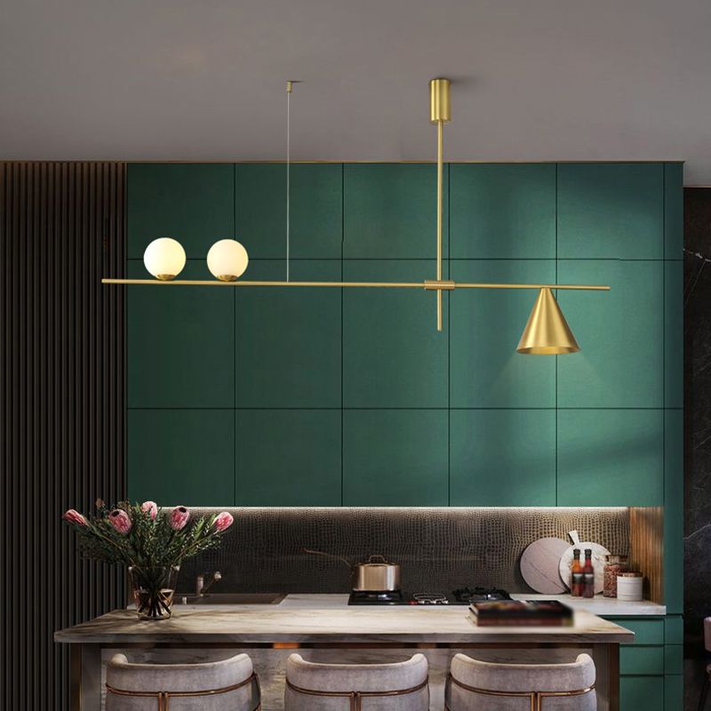 Luz de lámparas de isla esférica de estilo moderno luces colgantes de la isla de vidrio