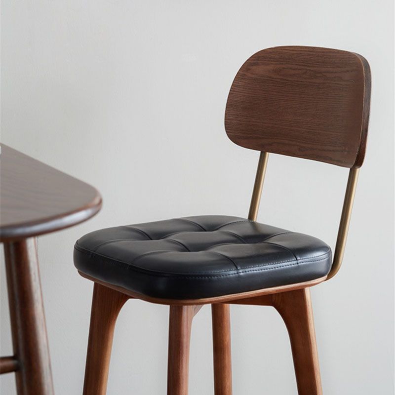 Industrial Style Wood Counter Chair Footrest Counter Stool for Living Room