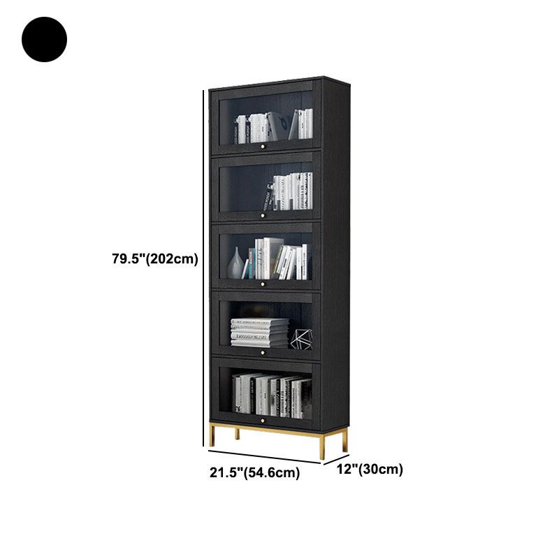 Glam Manufactured Wood Standard Bookcase Vertical Bookcase with Glass Doors