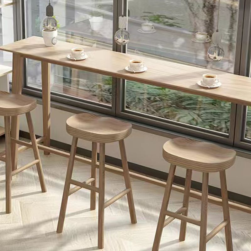 1/4 Pieces Modern Rectangle Solid Wood Pub Table with High Stools