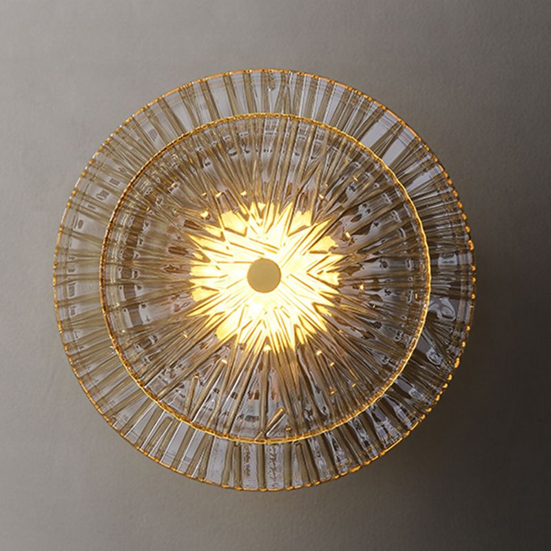 LED Modern Metal Wall Sconce Flower Shape Wall Light with Glass Shade for Bedroom