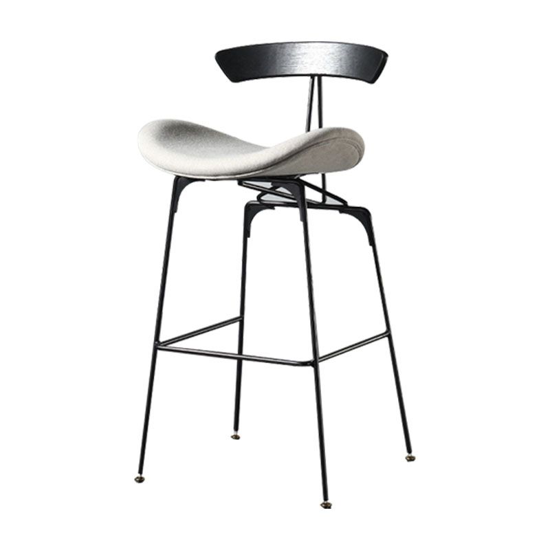 Industrial Footrest Low Back Barstool Matte Finish Leather Milk Tea Shop Stool