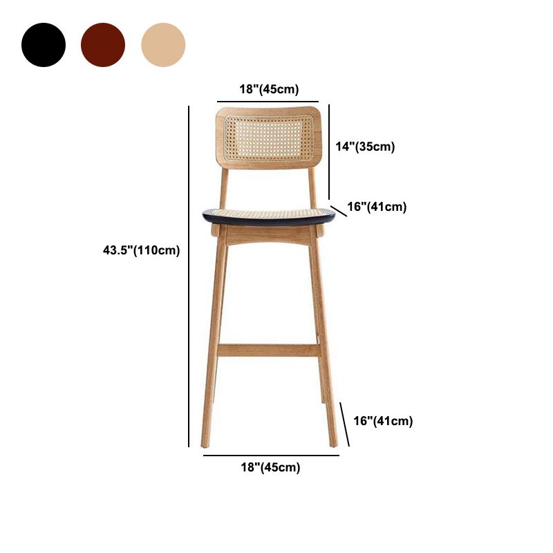 Modern Style Low Back Bar-stool Square Counter Bar Stool with Wooden Legs
