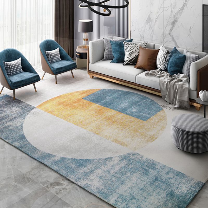 Scandianvian Living Room Rug Multi Color Geo Printed Area Carpet Synthetics Non-Slip Backing Stain-Resistant Rug