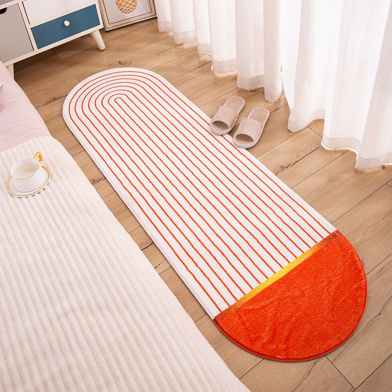 Contemporary Indoor Rug Abstract Print Carpet Polyester Stain Resistant Area Rug for Bedside
