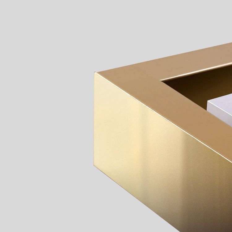 Luxury Sintered Stone Top Table Rectangle Table with Pedestal in Gold and Silver