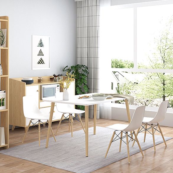 Juego de comedor de madera tradicional con 4 patas de madera marrón claro para muebles de comedor