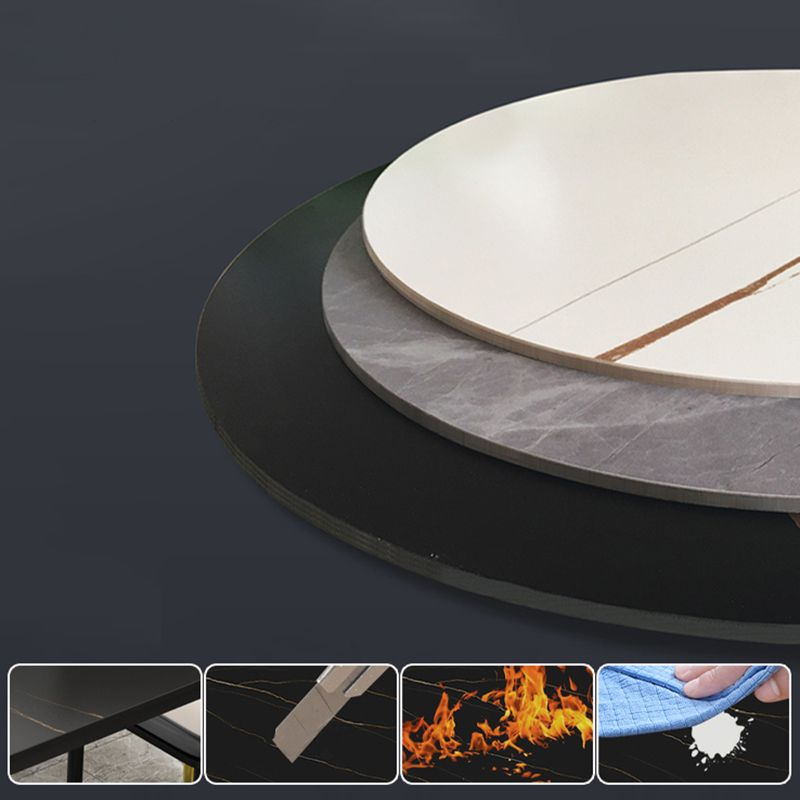 Contemporary Round Slate Coffee Table Steel Frame Cocktail Table