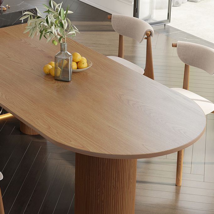 Contemporary Dining Oval Table Dining Wooden Table for Restaurant with Wood Legs