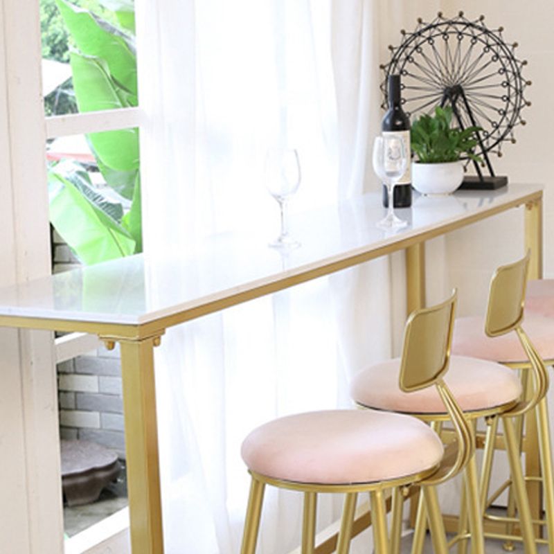 Rectangular Bar Height Table Gold Legs and Metal Base Bar Table for Patio Use