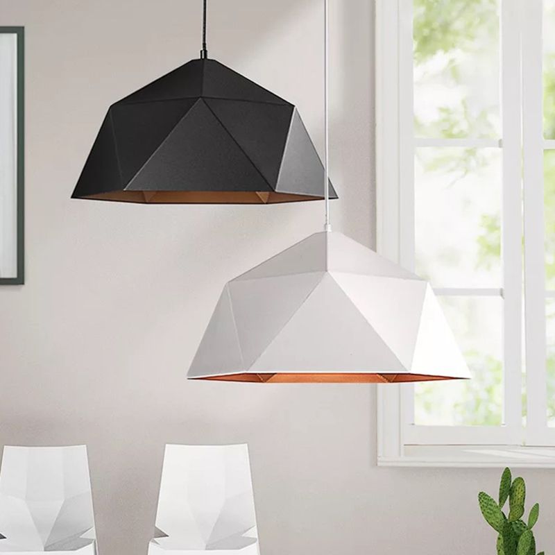 Multilateral Diamond Metal Suspended Light Contemporary Simplicity 1-Light Pendant for Bedroom