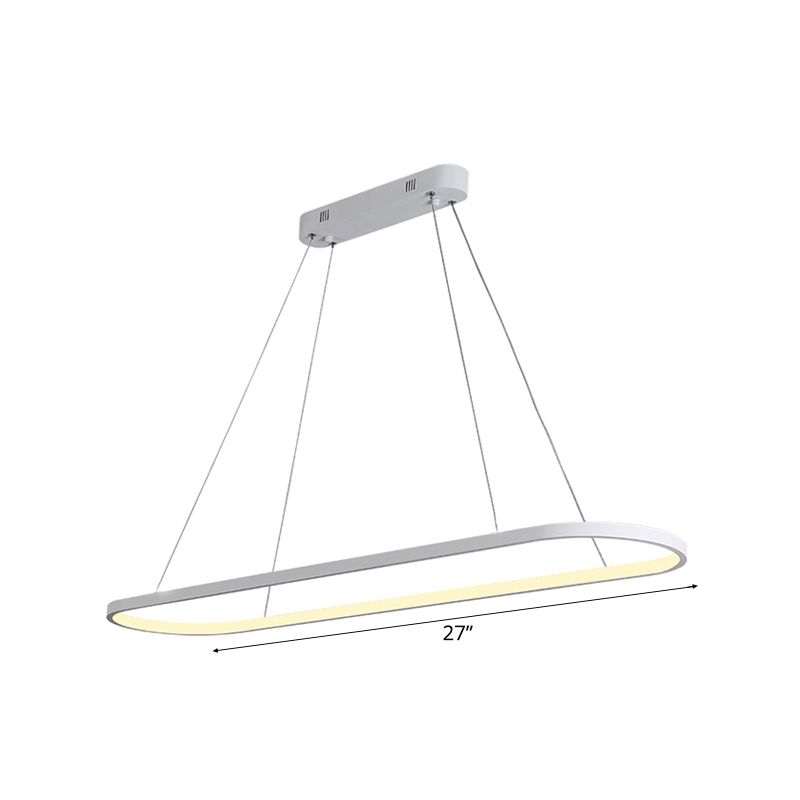 Simplicità del ciondolo a goccia ovale acrilica 27 "/35.5"/47 "Luce a traffico a trazione in bianco/nero a LED sul tavolo in tavola calda/bianca/telecomandata