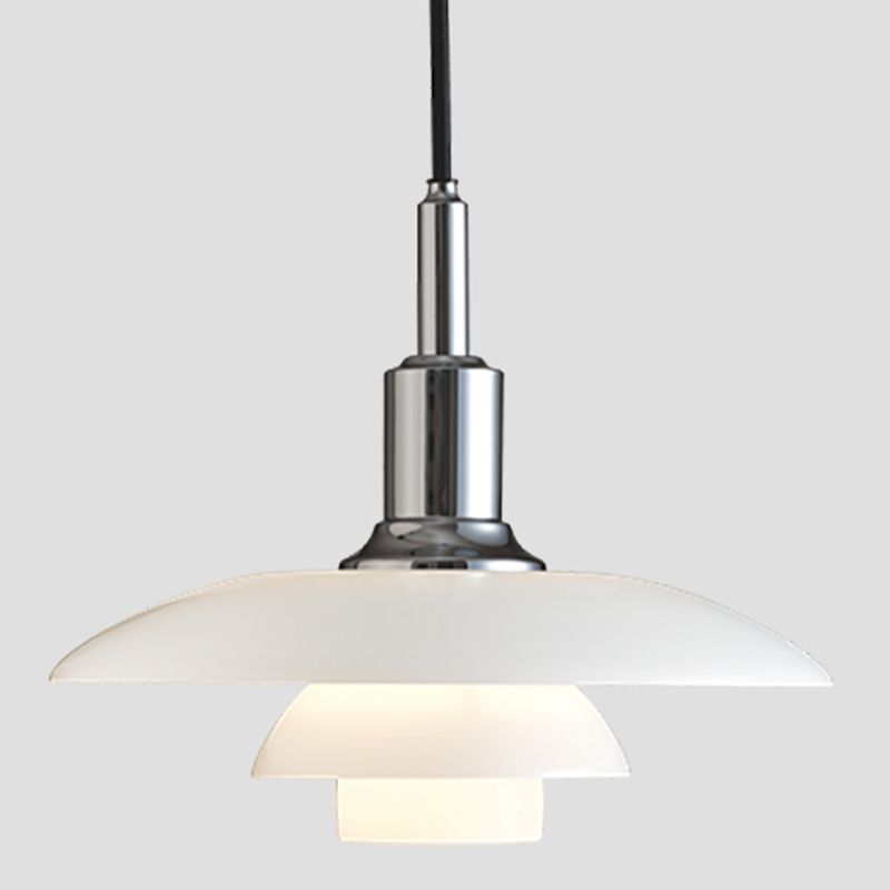 Modern Artistic Single Hanging Lamp Electroplate Iron Pendant Light with White Glass Shade