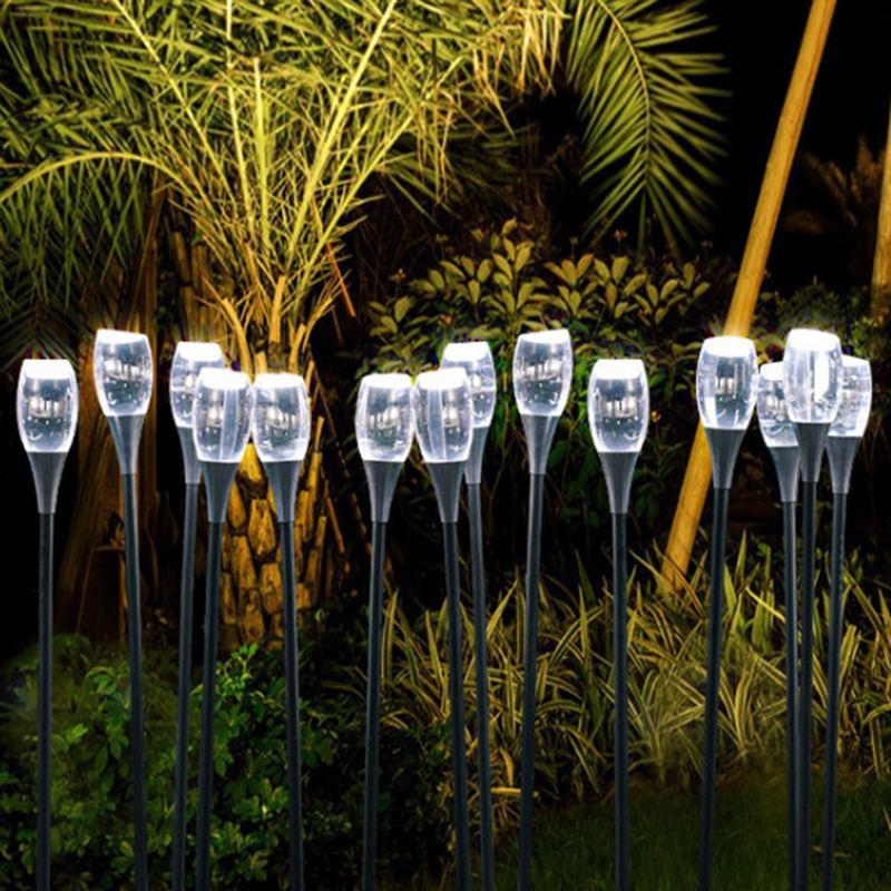Tulip Shaped LED Stake Light Contemporary Acrylic Courtyard Lawn Lighting in Clear