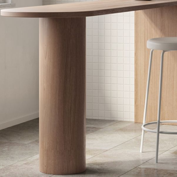 Contemporary Style Bar Table Solid Wood Bistro Bar Desk with Double pedestal