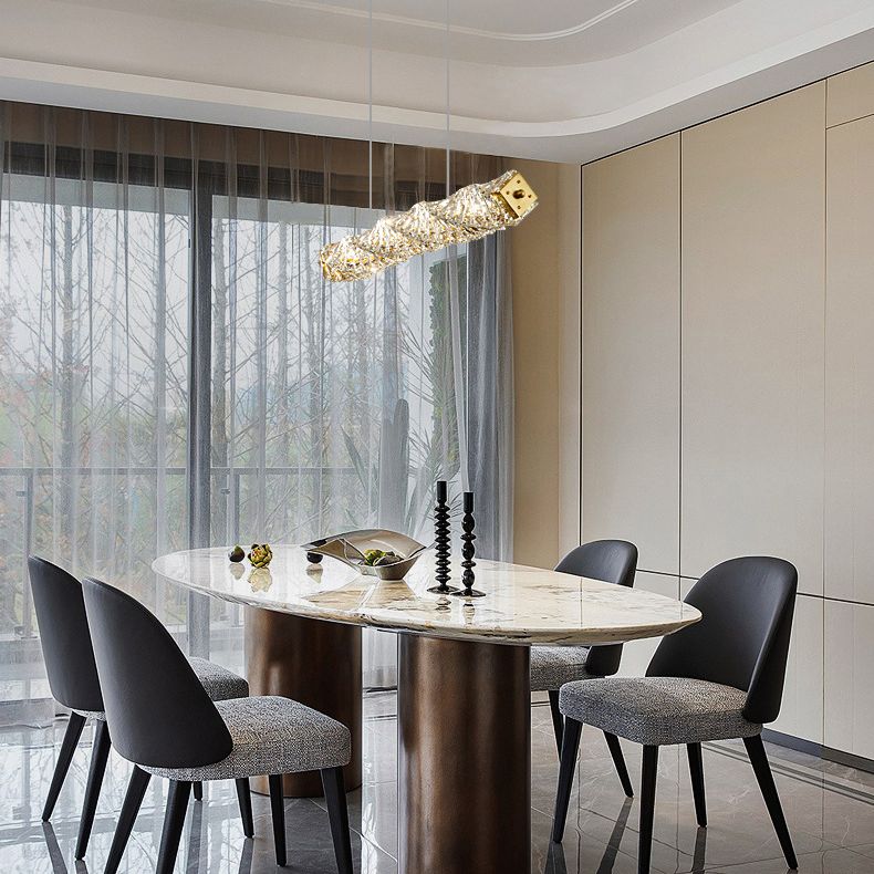 Single Modernism Golden Ceiling Light Crystal Kitchen Island Lighting